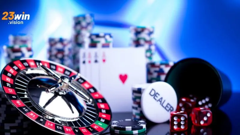 Roulette, quân bài và xúc xắc trong mục Sicbo của Casino 23WIN